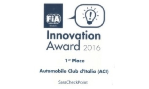 Premio FIA innovazione a SaraCheckPoint (acquistabile insieme alla CDU di ACI Global)